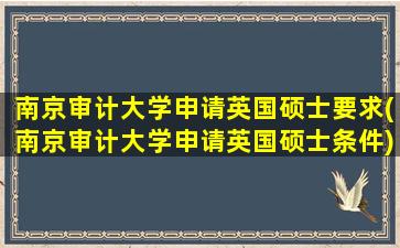 南京审计大学申请英国硕士要求(南京审计大学申请英国硕士条件)